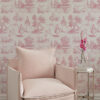 Pink Toile De Jouy Ballerinas Wallpaper