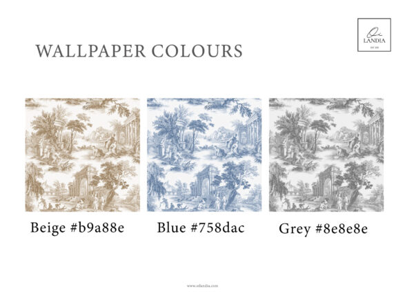 Grey Toile De Jouy Wallpaper