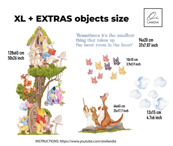 Winnie the Pooh Wall Decal with Big Tree – Nursery & Kids Room Decor