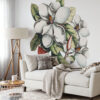 Vintage MAGNOLIA Wall Decal | Business interior FLOWER Wall Decal