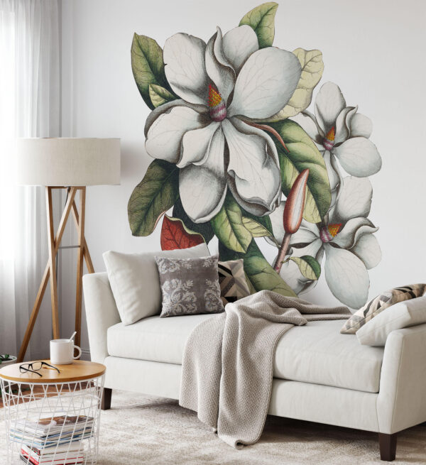 Vintage MAGNOLIA Wall Decal | Business interior FLOWER Wall Decal