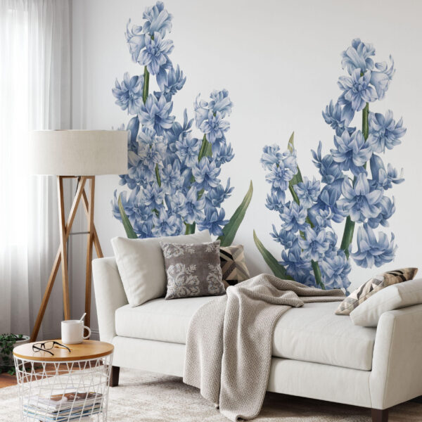 Blue Hyacinth Wall Decal, Garden Wall Decor