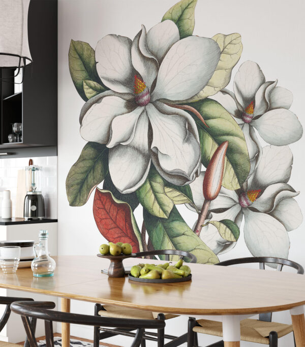 Vintage MAGNOLIA Wall Decal | Business interior FLOWER Wall Decal