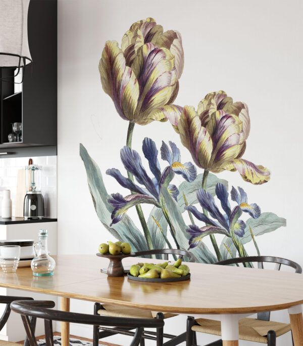 Vintage TULIPS Wall Decal | Business interior FLOWER Wall Decal