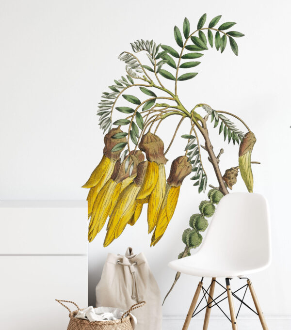 Vintage yellow flower Wall Decal, Botanical Garden Decal