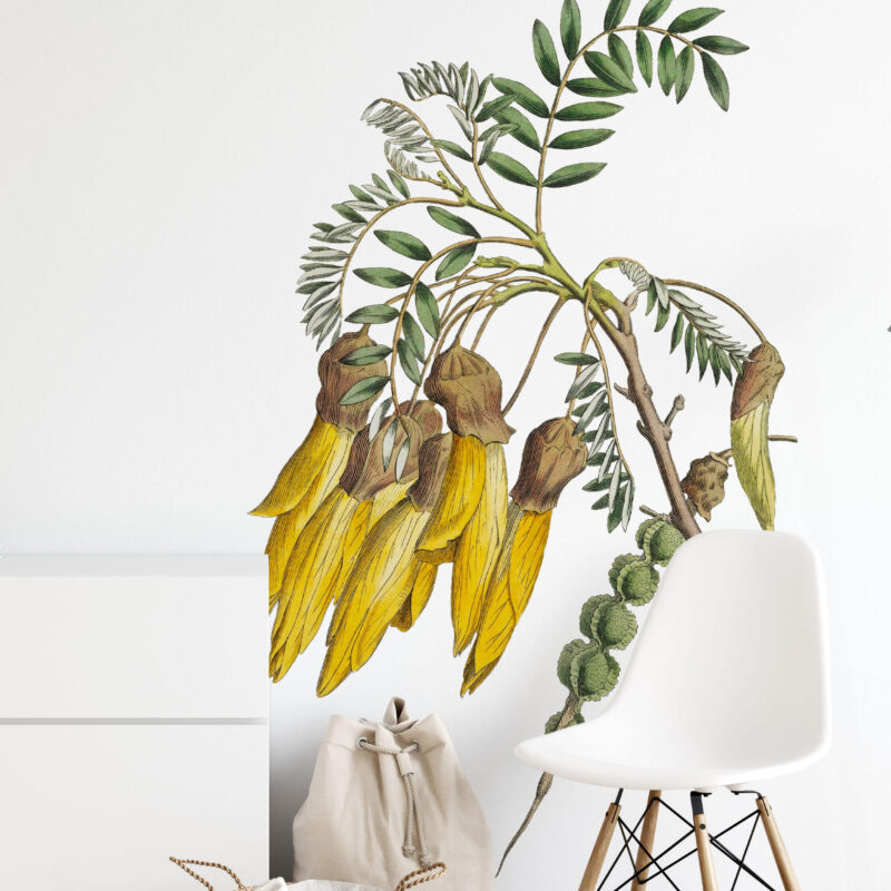 Vintage Yellow Flower , Botanical Wall Decal | Peel & Stick Nursery Sticker