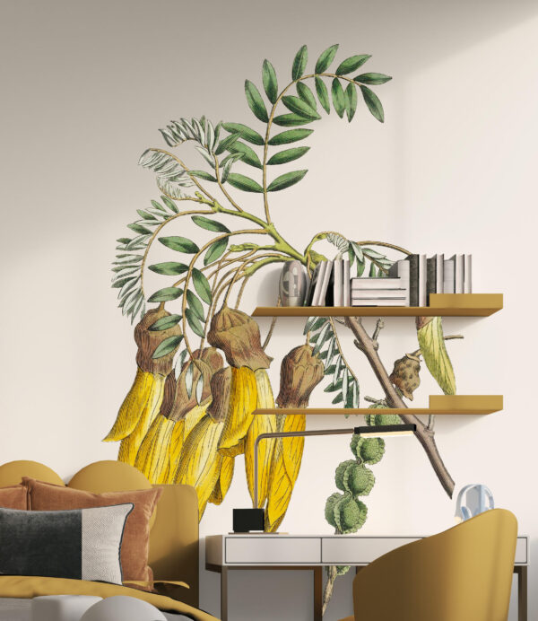 Vintage yellow flower Wall Decal, Botanical Garden Decal