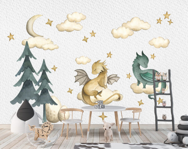 Cute Dragons Wall Decal for Nursery & Kids Room
