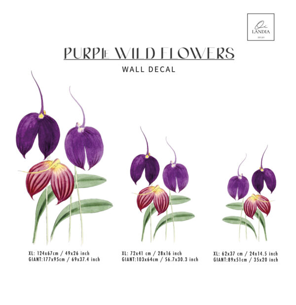 Purple Wild Flowers Wall Decal, Garden Wall Decal