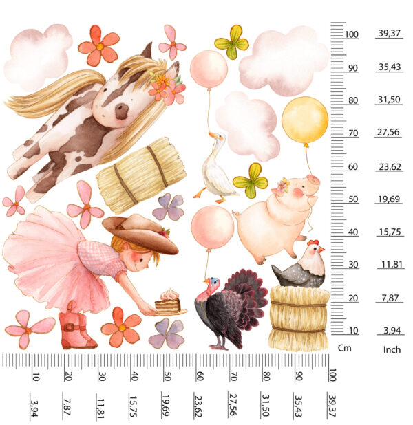 Cowgirl Farm Wall Decal for Kids Room