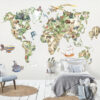 Animals World Map Wall Decal for Kids Room | Educational World Map Wall Sticker | Oilandia
