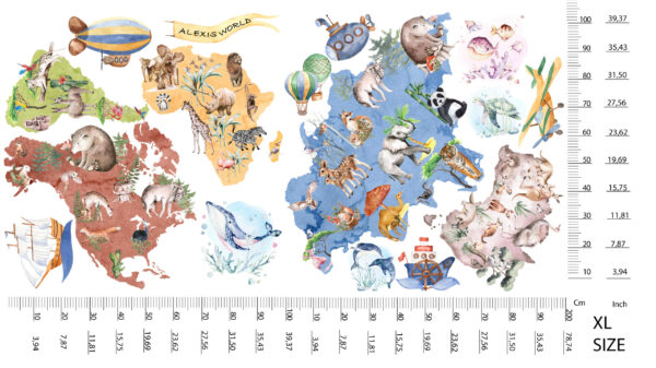 World Map Wall Decal for Kids Room – Educational Adventure & Travel Nursery Decor