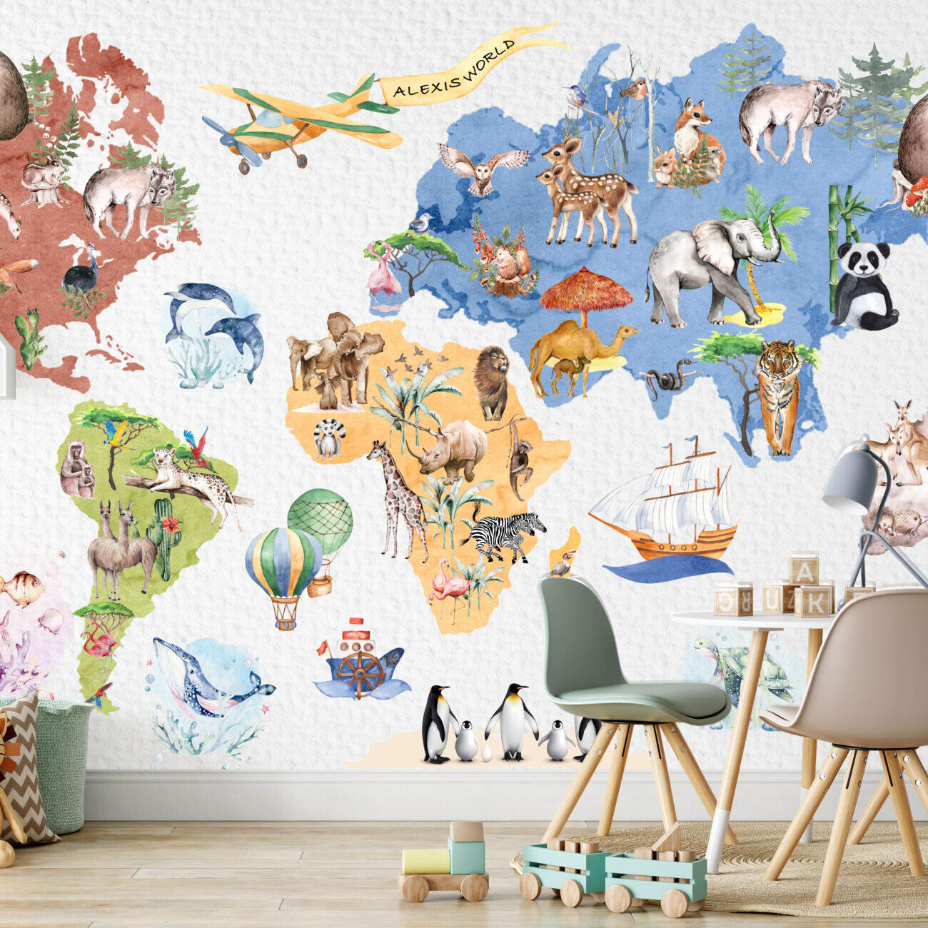 World Map Wall Decal for Kids Room – Educational Adventure & Travel ...