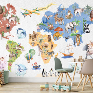 World Map Wall Decal for Kids Room – Educational Adventure & Travel Nursery Decor