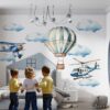 Personalized Name Air Balloon Airplane Helicopter Wall Decals Nursery Custom Adventure Decor