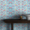 Japanese Flower Art Wallpaper Mural: Blue Floral Wallpaper