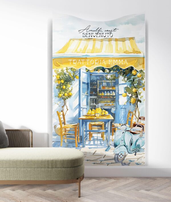 Amalfi Coast Party Backdrop: Italy Textile Banner