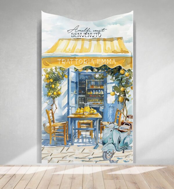 Amalfi Coast Party Backdrop: Italy Textile Banner