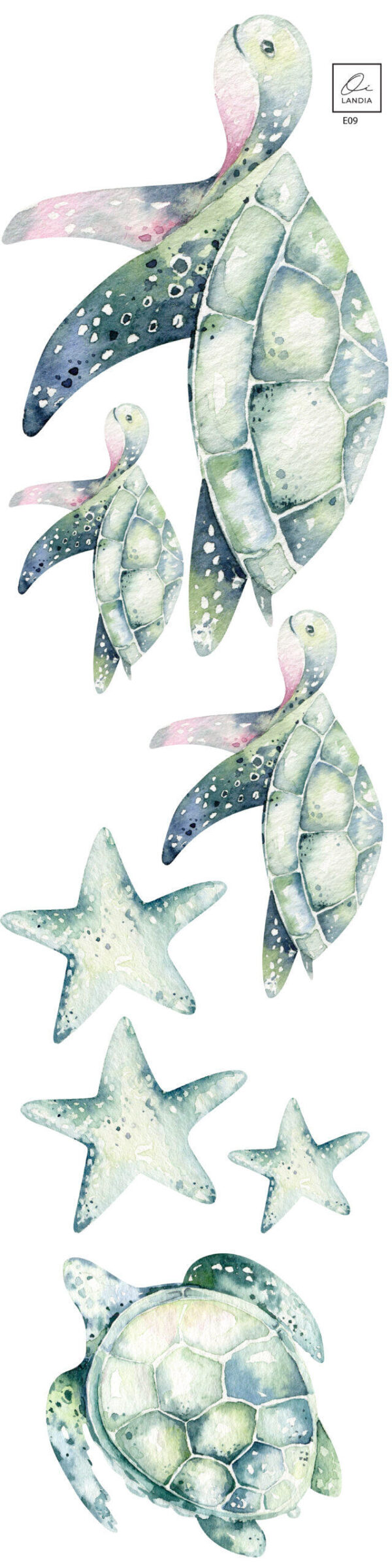 Watercolor Whale Jellyfish Wall Decal Nursery Ocean Marine Sea Animal Room Stickers