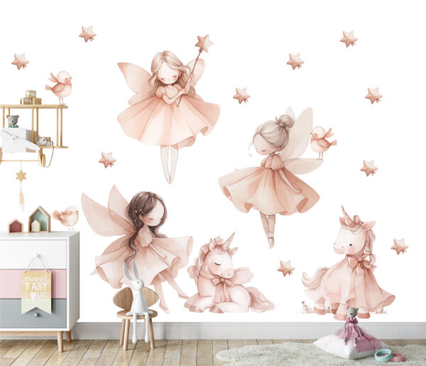 Unicorn Fairy Wall Decal for Girls Nursery