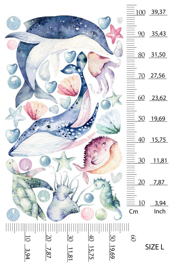 Watercolor Ocean Wall Decal Dolphin Whale Nursery Marine Animal Sea Room Stickers