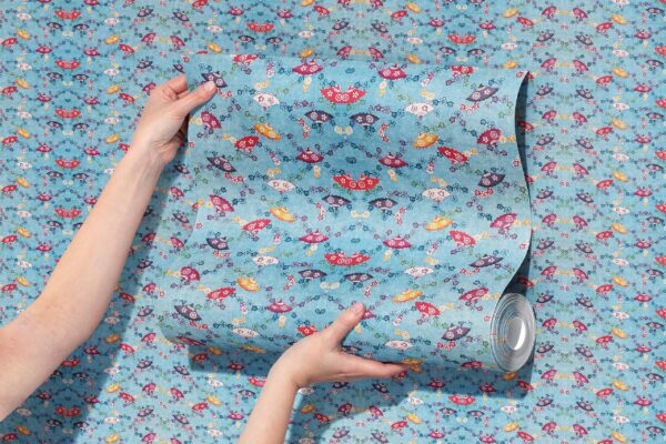 Japanese Flower Art Wallpaper Mural: Blue Floral Wallpaper