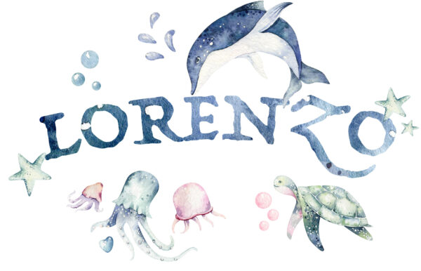 Watercolor Ocean Wall Decal Dolphin Whale Nursery Marine Animal Sea Room Stickers