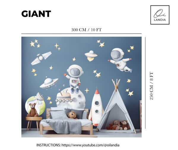 Outer Space Wall Decals Astronaut Planets Nursery Stickers Cosmic Galaxy Room Decor