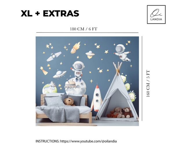 Outer Space Wall Decals Astronaut Planets Nursery Stickers Cosmic Galaxy Room Decor