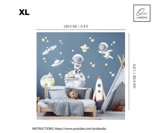 Outer Space Wall Decals Astronaut Planets Nursery Stickers Cosmic Galaxy Room Decor