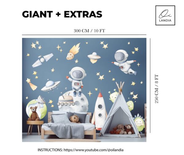 Outer Space Wall Decals Astronaut Planets Nursery Stickers Cosmic Galaxy Room Decor