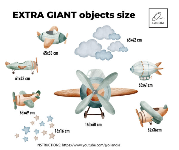 Watercolor Airplane Wall Decal Airship Stickers Kids Room Nursery Aviation Adventure Decor