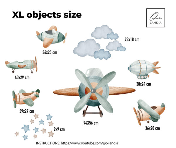 Watercolor Airplane Wall Decal Airship Stickers Kids Room Nursery Aviation Adventure Decor