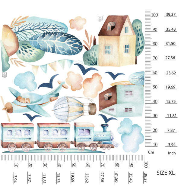 Vintage Hot Air Balloon Airplane Wall Decals Kids Room Nursery Sky Stickers