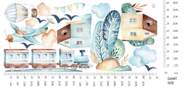 Vintage Hot Air Balloon Airplane Wall Decals Kids Room Nursery Sky Stickers