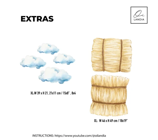 Farm Tractor Fabric Wall Decals: Nursery Kids Room Decor