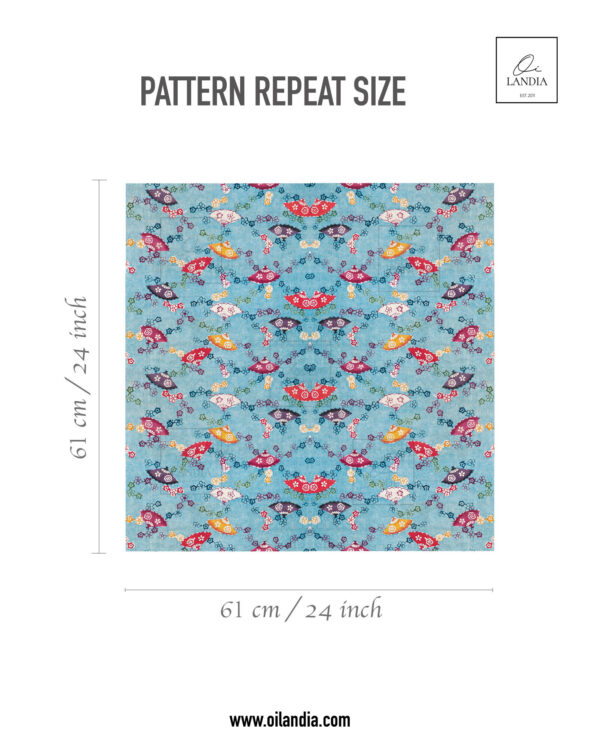 Japanese Flower Art Wallpaper Mural: Blue Floral Wallpaper