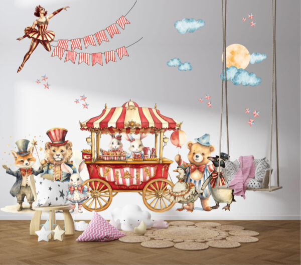 Circus Tent Wall Decals – Reusable Fabric Stickers for Nursery & Kids Room