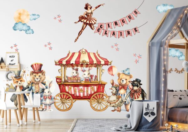 Circus Tent Wall Decals – Reusable Fabric Stickers for Nursery & Kids Room