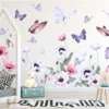Butterflies and Poppies Wall Decal: Watercolour Poppies Wall Sticker