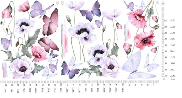 Butterflies and Poppies Wall Decal: Watercolour Poppies Wall Sticker