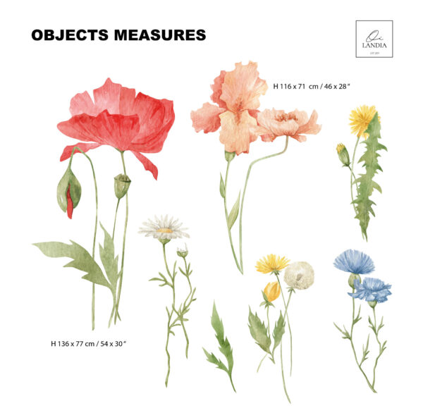 Meadow Wall Decal: Reusable Fabric Decals for Nursery with Flowers