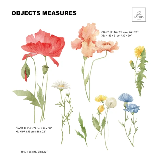 Meadow Wall Decal: Reusable Fabric Decals for Nursery with Flowers