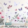 Butterflies and Poppies Wall Decal: Watercolour Poppies Wall Sticker