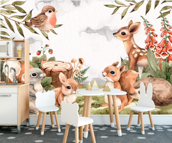 Forest Animals Wallpaper for Kids:  Kids Room Wall Mural