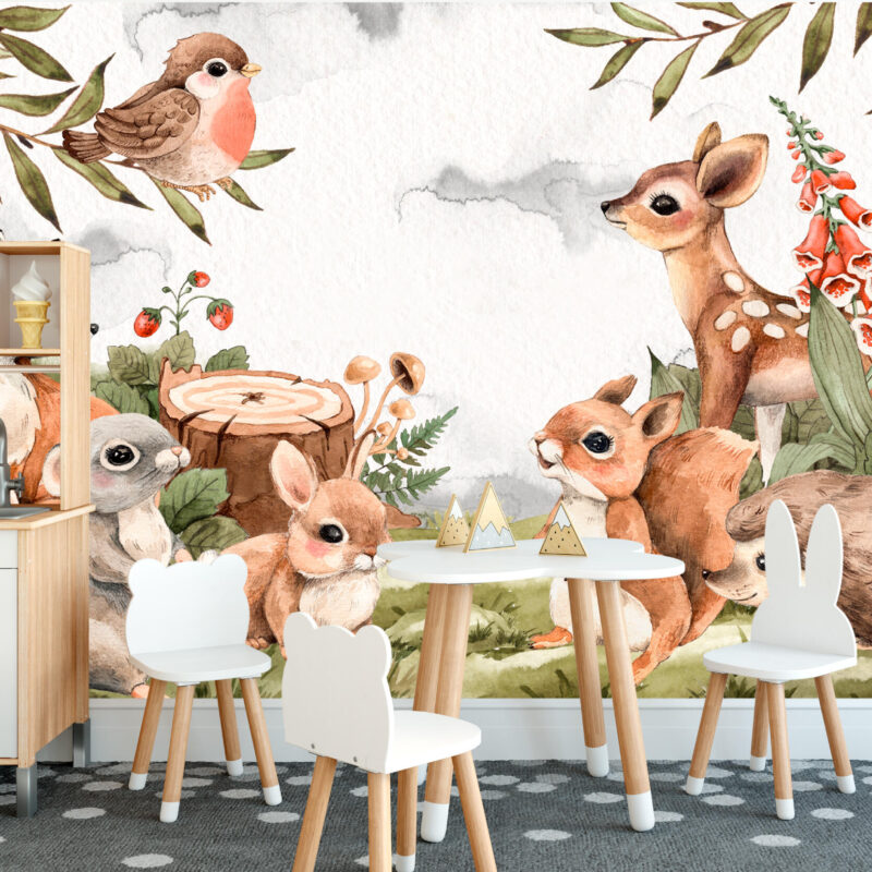 Forest Animals Wallpaper for Kids:  Kids Room Wall Mural