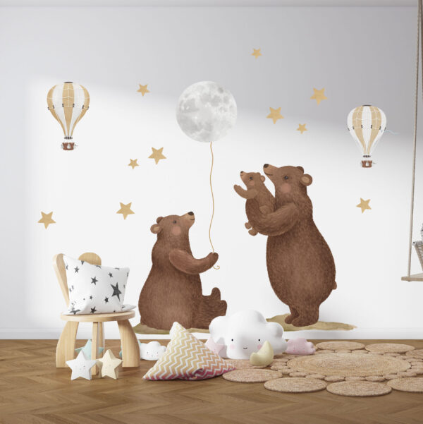Sweet Bear Family Wall Decals Grizzly Cubs Nursery Stickers Woodland Forest Decor
