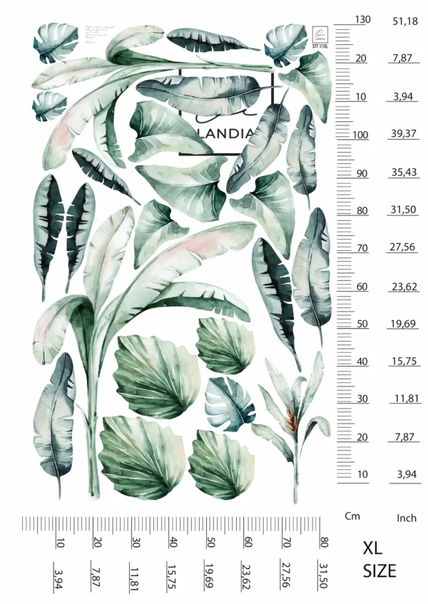 Watercolor Tropical Greenery Wall Decals