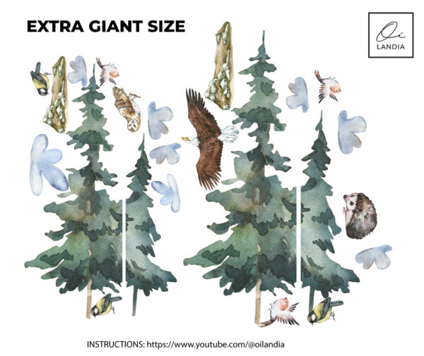 Tall Forest Tree Wall Decal Wise Owl Nursery Stickers Woodland Branch Decor