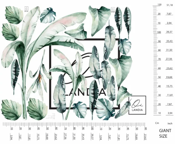 Watercolor Tropical Greenery Wall Decals